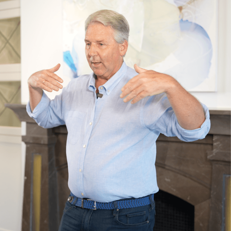 Joe Dooley presenting with open arms, conveying the importance of prostate cancer awareness